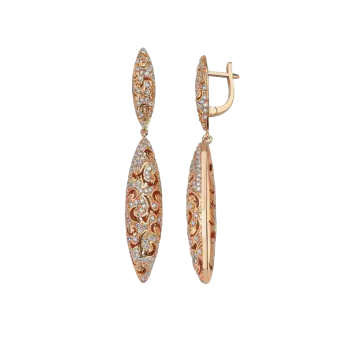 1.48 ct Rose gold diamond earrings