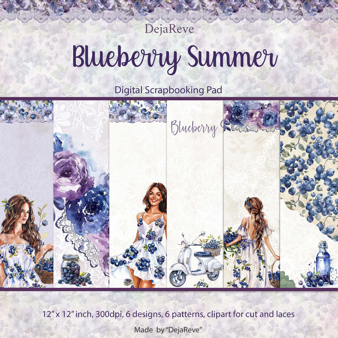 Blueberry Summer - Digital Paper