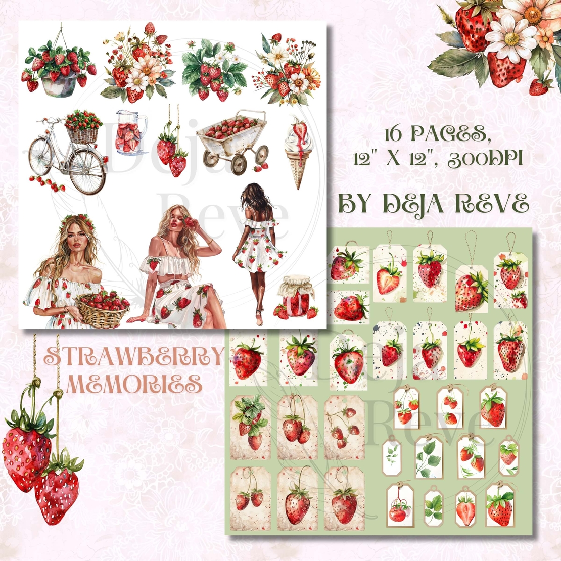 Strawberry Memories - Digital Papers